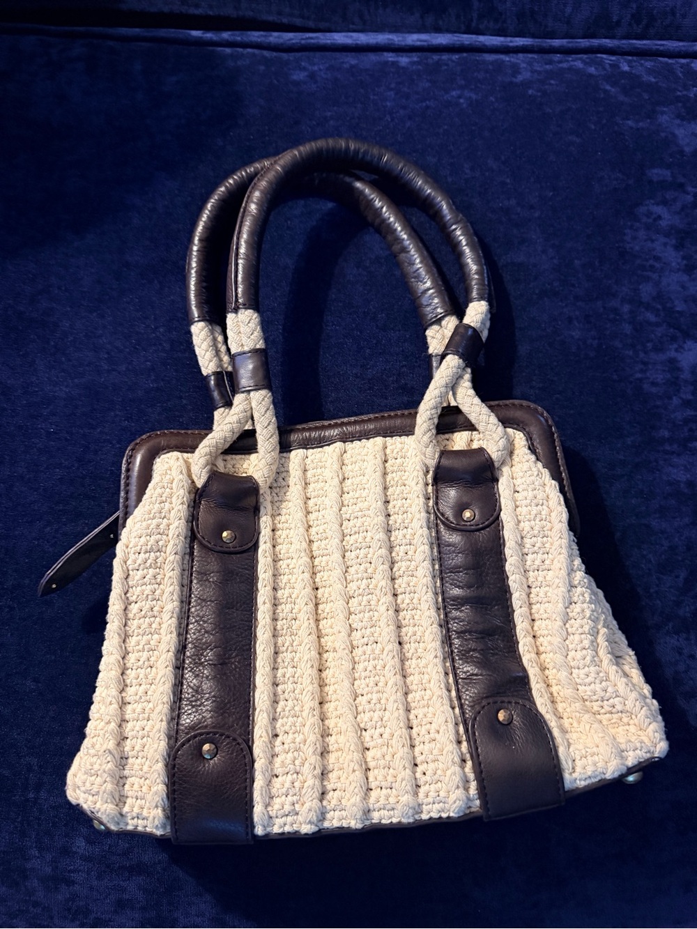 Sigrid Olsen Cream Woven Tote with Brown Leather Trim - Picture 7 of 7
